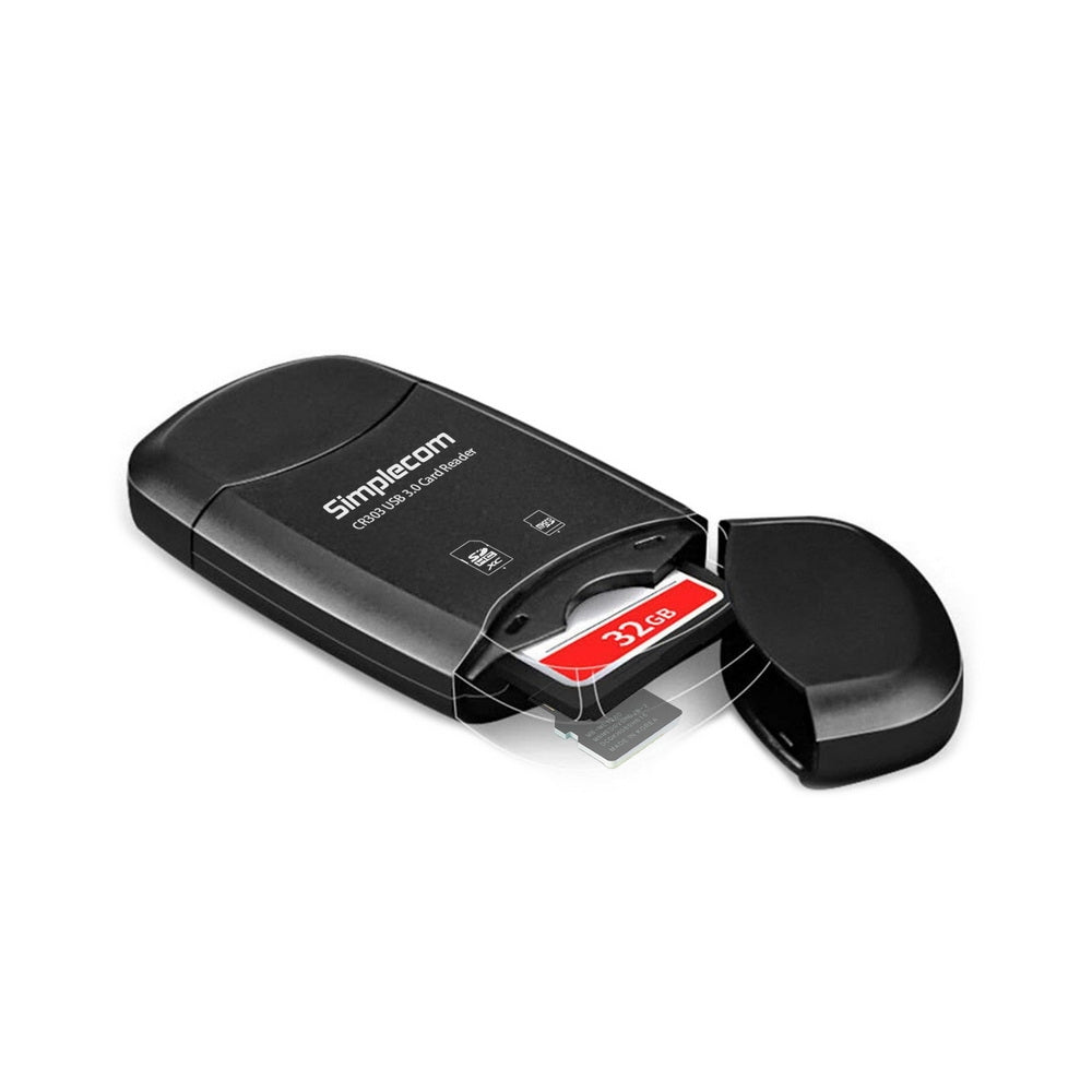 Simplecom CR303 2-Slot USB 3.0 SuperSpeed Card Reader Dual Protection Caps - SuperSaverAU - view 4