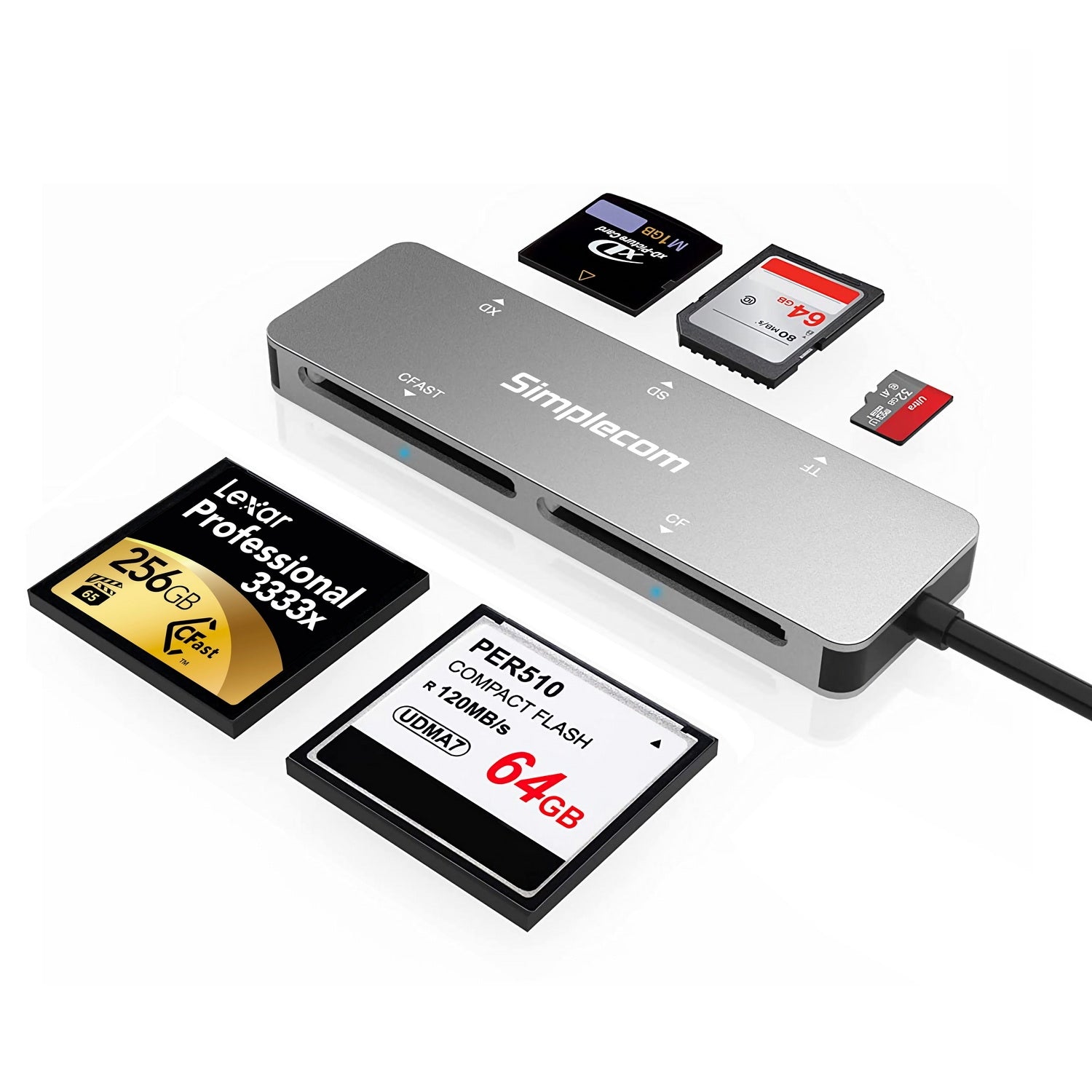 Simplecom CR407 5-Slot SuperSpeed USB 3.0 and USB-C to CFast/CF/XD/SD/MicroSD Card Reader - SuperSaverAU - view 3
