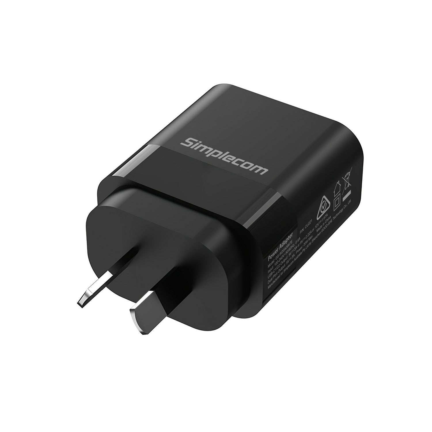 Simplecom CU221 Dual USB-C Fast Wall Charger PD 20W for Phone Tablet - SuperSaverAU - view 3