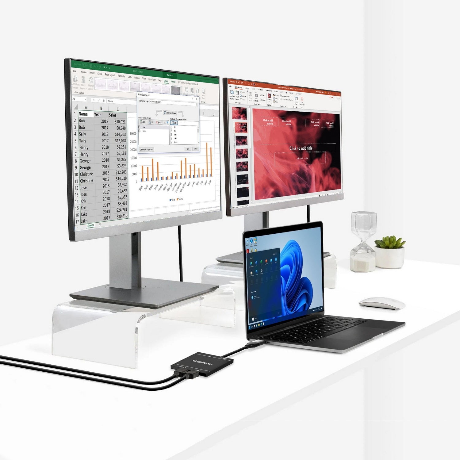 Simplecom DA327 USB 3.0 USB-C to Dual HDMI Adapter 1080p