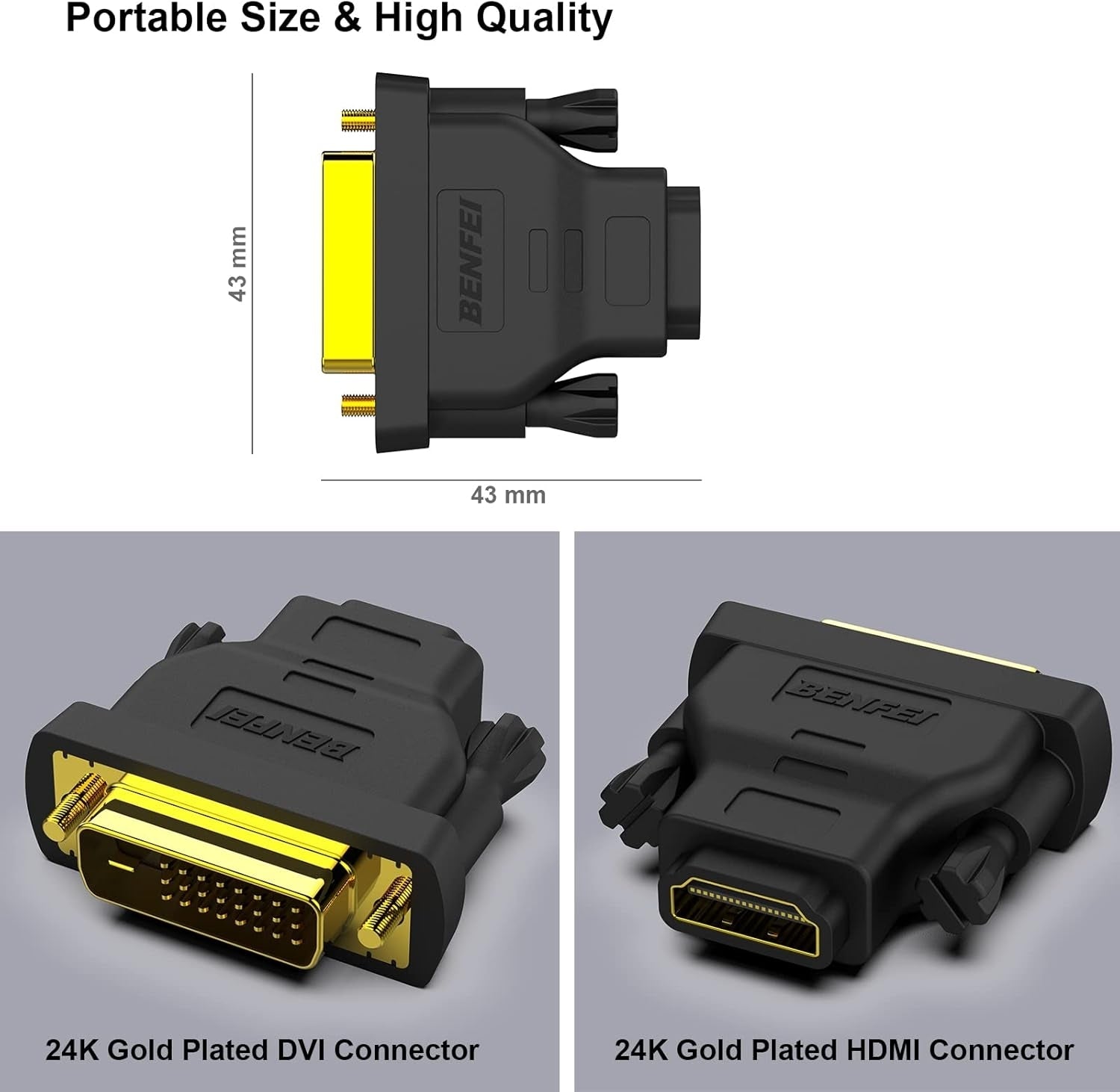 BENFEI DVI to HDMI, Bidirectional DVI to HDMI Male to Female 2 Pack - SuperSaverAU - view 5