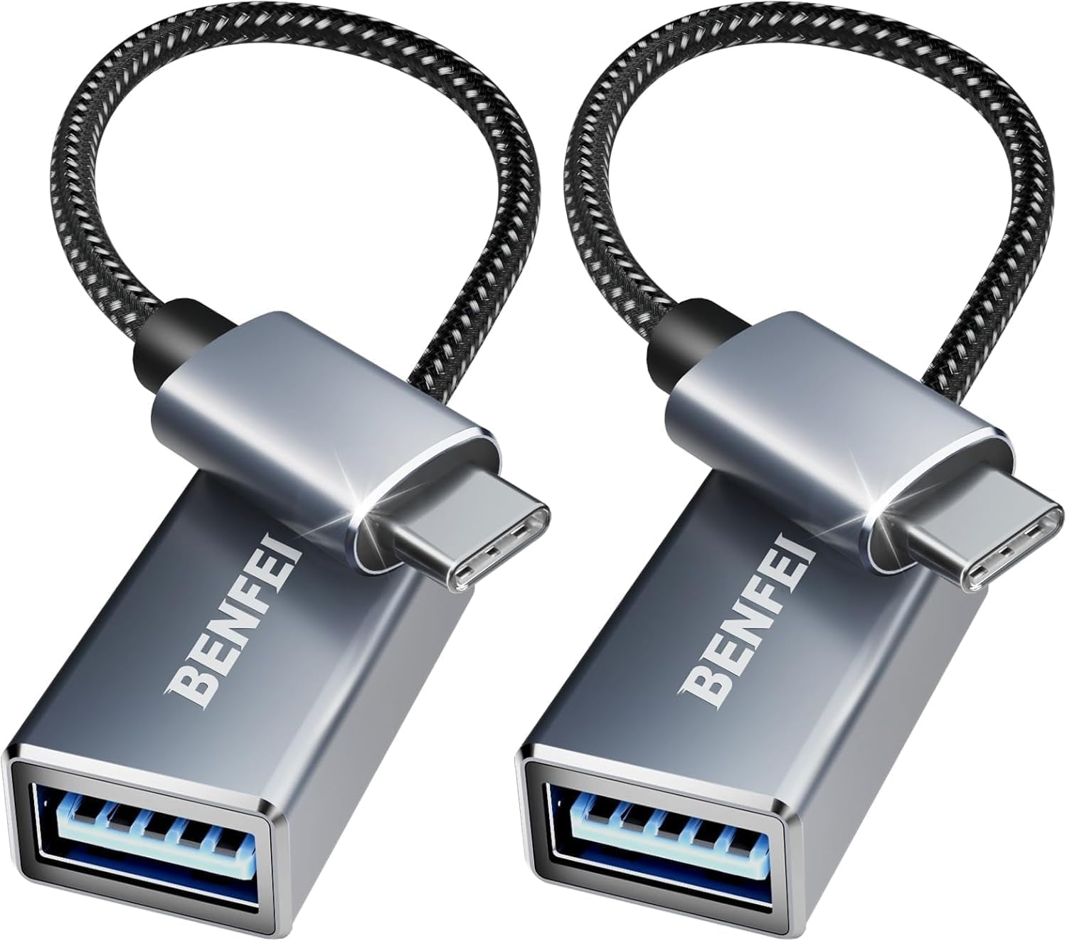 BENFEI 262GY-2P USB 3.0 USB-C to USB-A Adapter (2-pack) - SuperSaverAU - view 1
