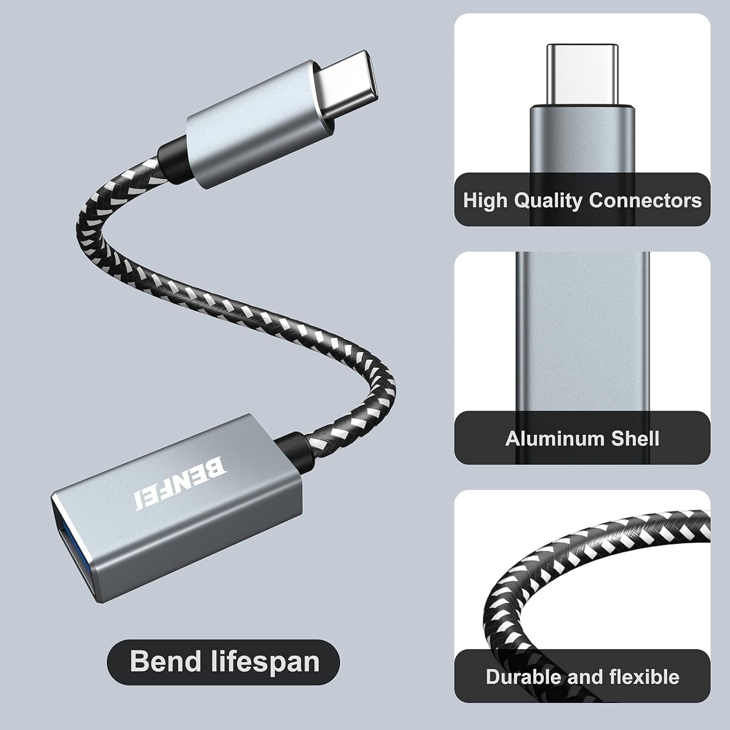 BENFEI 262GY-2P USB 3.0 USB-C to USB-A Adapter (2-pack) - SuperSaverAU - view 5
