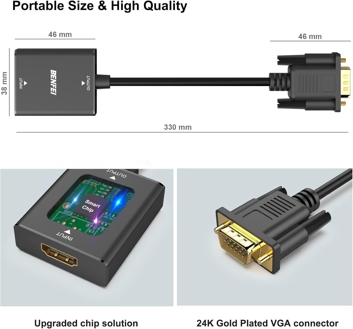 BENFEI HDMI to VGA, Uni-Directional HDMI Computer to VGA Monitor Adapter (Female to Male) with 3.5mm Audio Jack - SuperSaverAU - view 8