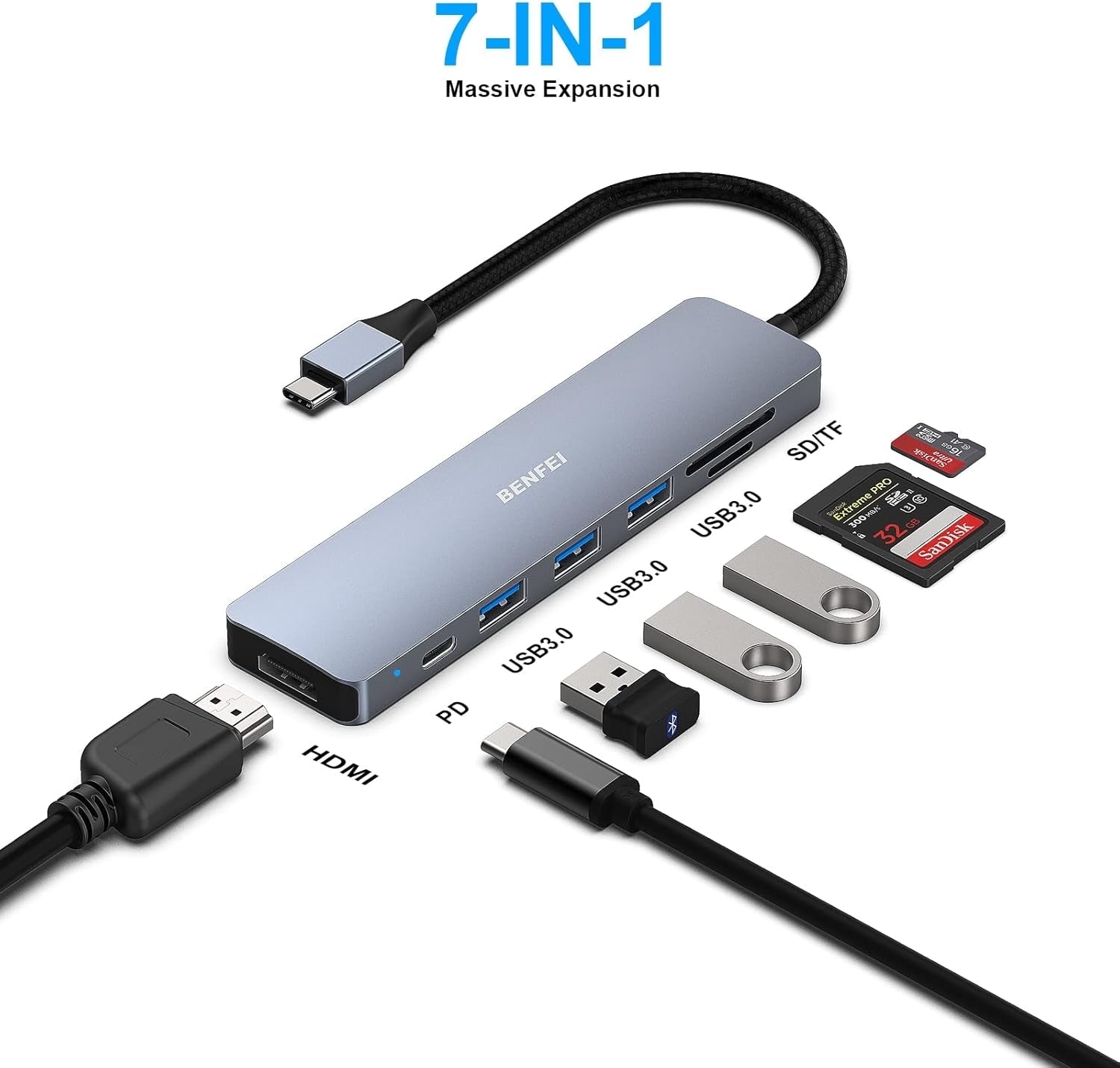 BENFEI USB C HUB 7-in-1 - SuperSaverAU - view 1