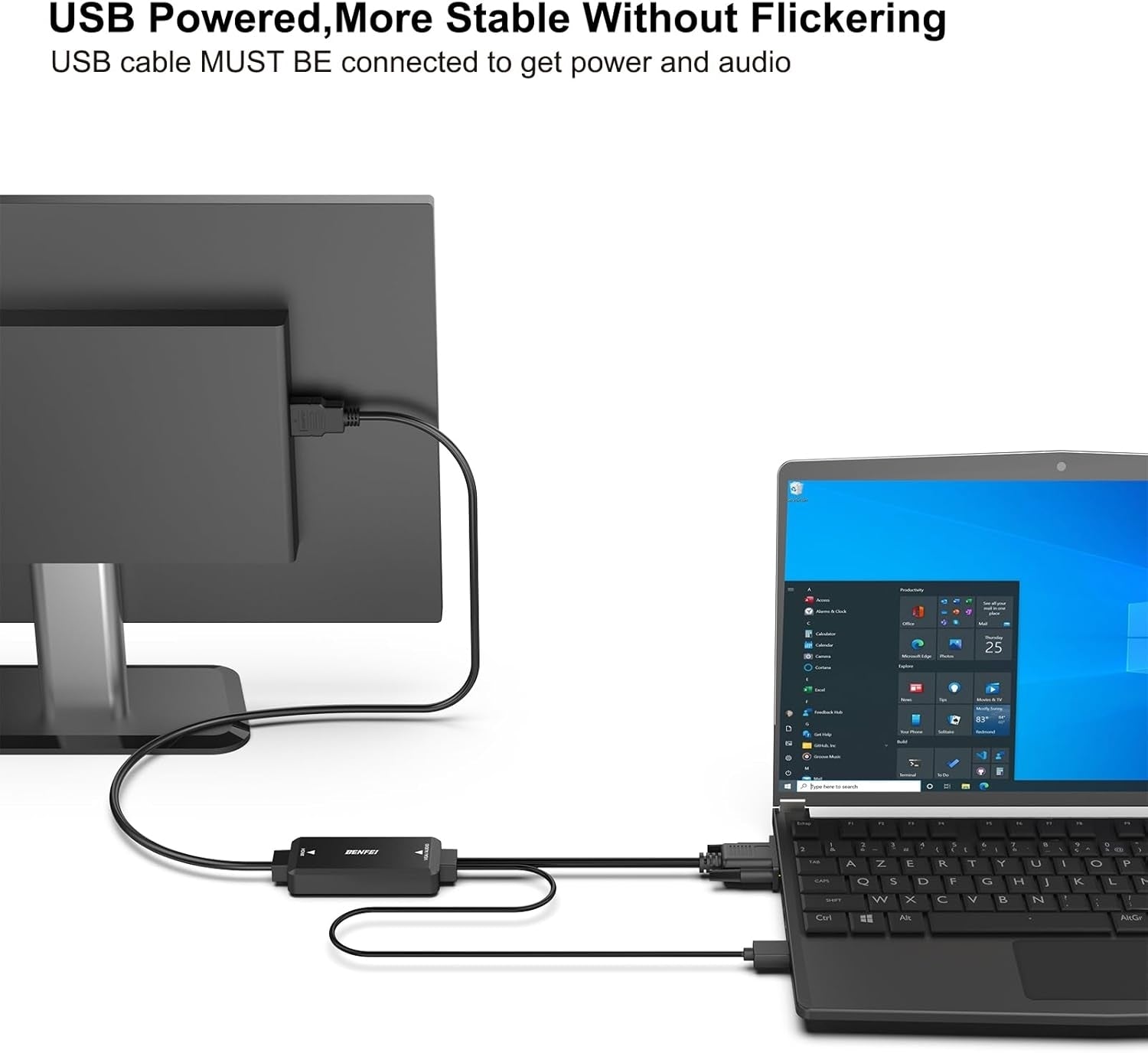 BENFEI 324BK VGA to HDMI Cable with Audio, 1080P Uni-Directional 1.8M - SuperSaverAU - view 4