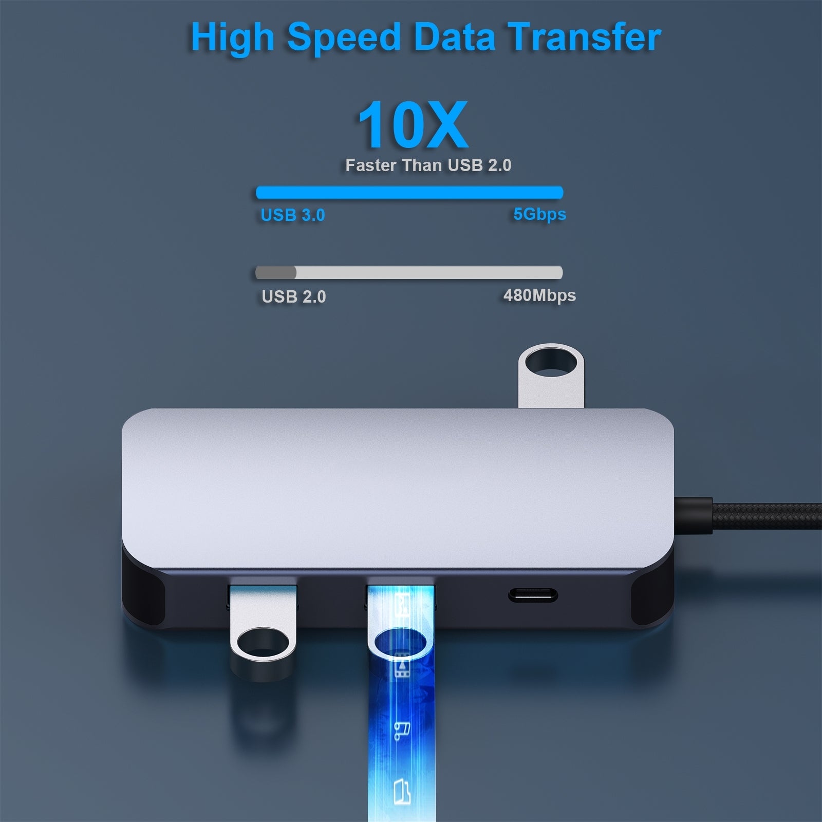 BENFEI 335GY USB-C Hub with Triple Display, 8-in-1 Docking Station (100W PD, Dual 4K HDMI, VGA, 3x USB 3.0) - SuperSaverAU - view 4