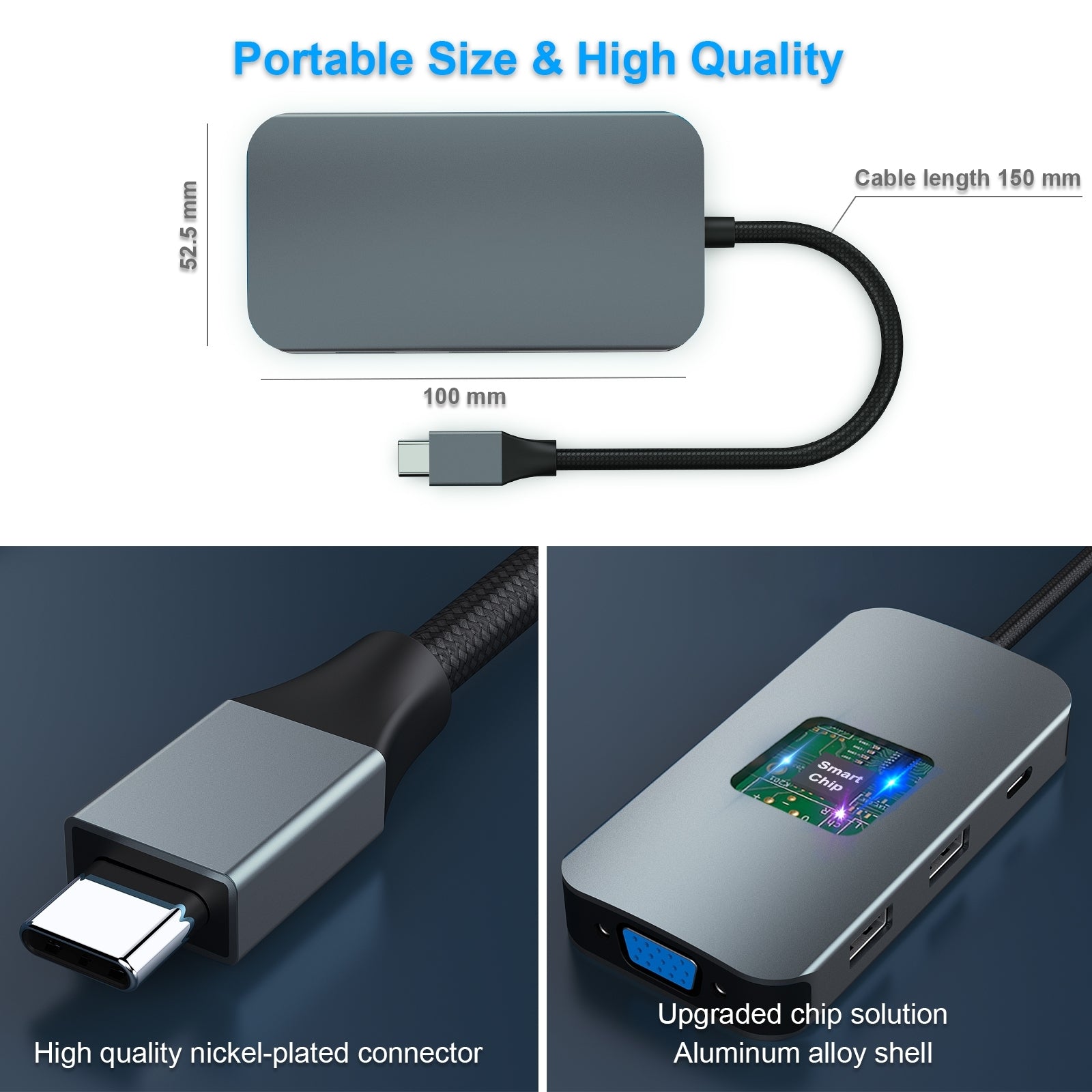 BENFEI 335GY USB-C Hub with Triple Display, 8-in-1 Docking Station (100W PD, Dual 4K HDMI, VGA, 3x USB 3.0) - SuperSaverAU - view 5