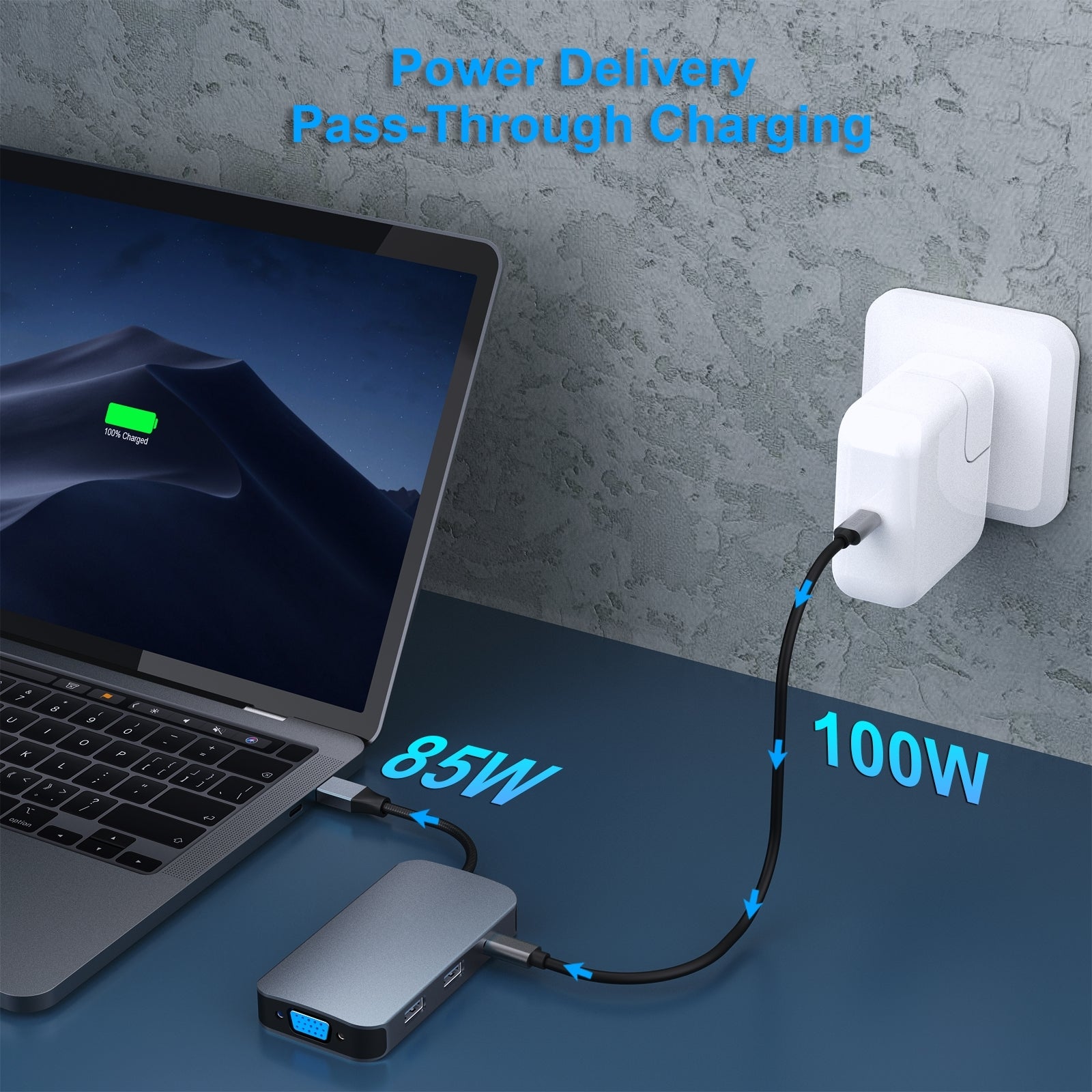 BENFEI 335GY USB-C Hub with Triple Display, 8-in-1 Docking Station (100W PD, Dual 4K HDMI, VGA, 3x USB 3.0) - SuperSaverAU - view 7