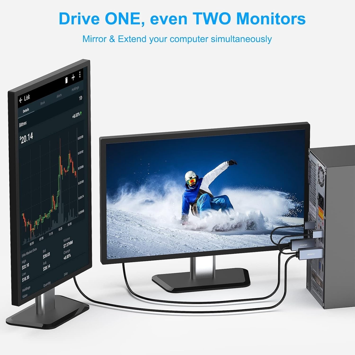 BENFEI 344GY-3M HDMI to DisplayPort Unidirectional 4K Active Cable with USB Powered 3M - SuperSaverAU - view 7