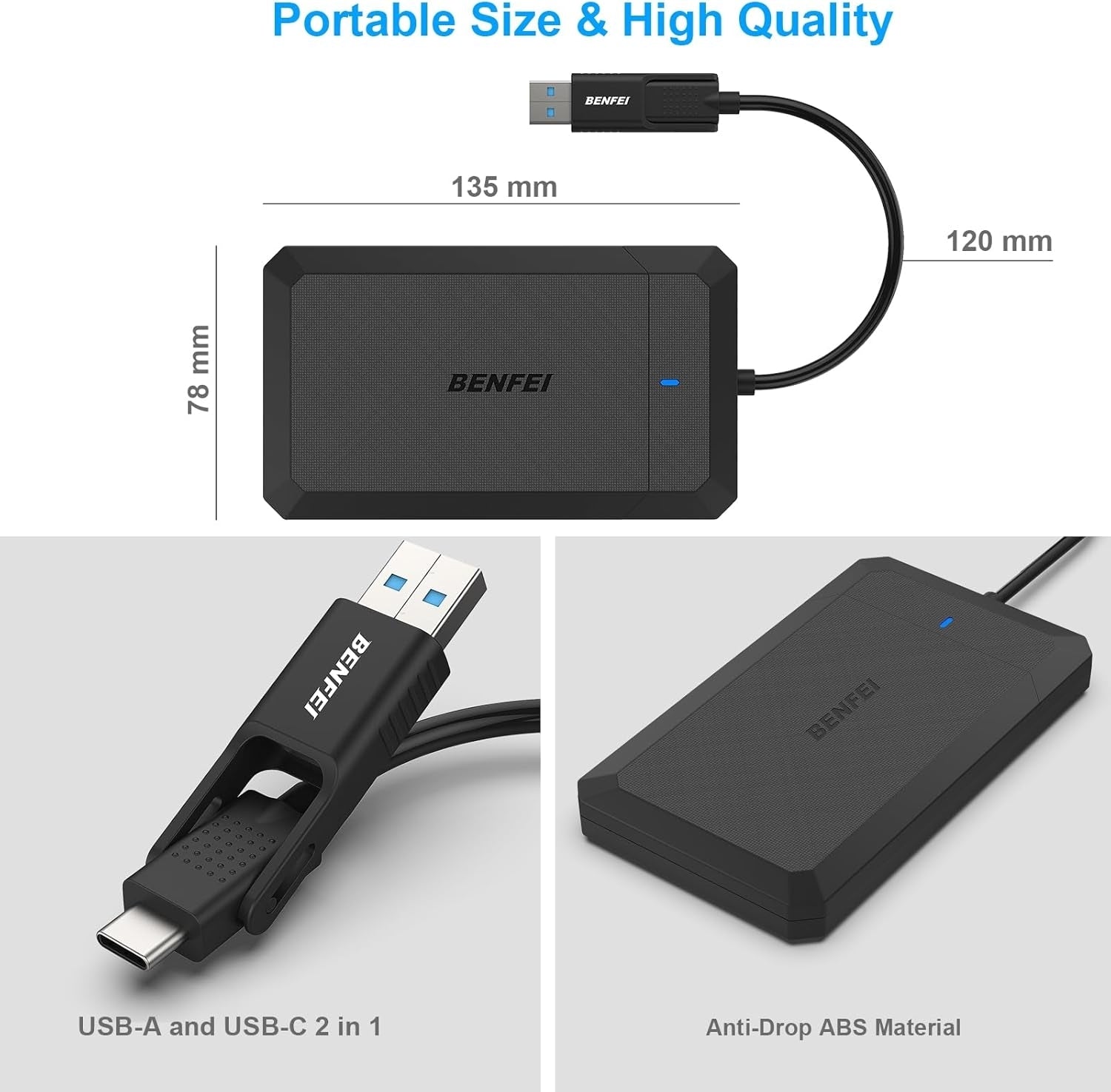 BENFEI 2.5 Inch SATA to USB Tool-Free Hard Drive Enclosure