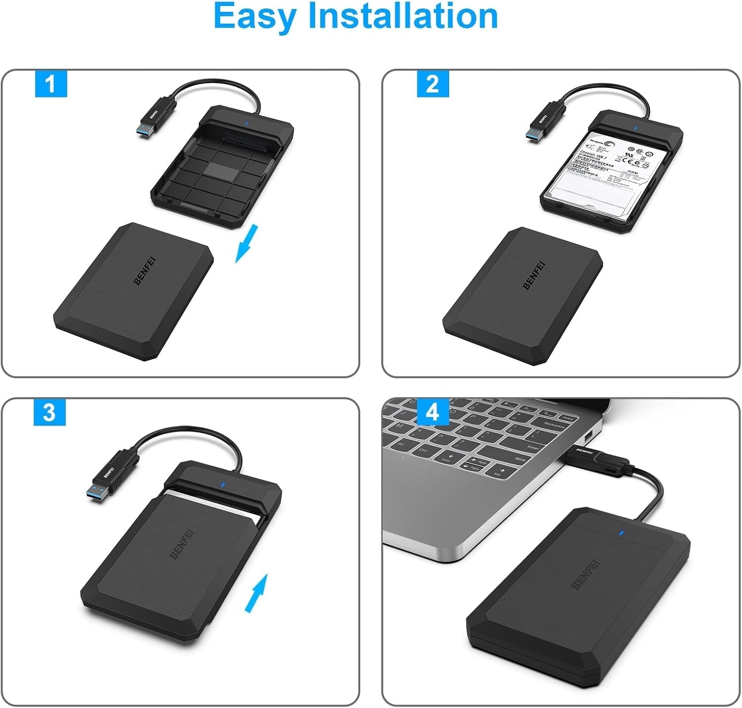 BENFEI 2.5 Inch SATA to USB Tool-Free Hard Drive Enclosure