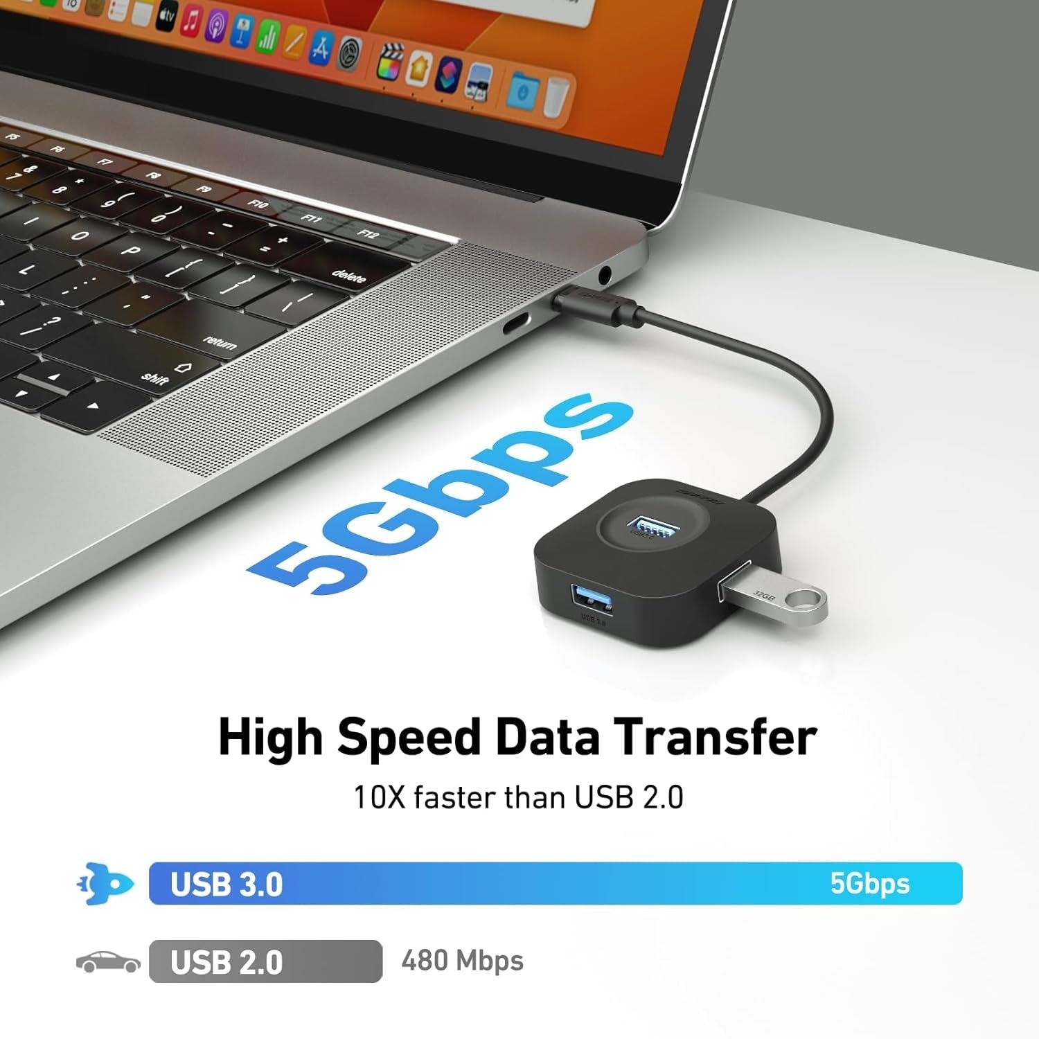 BENFEI 371BK USB-C 4-port USB 3.0 Hub - SuperSaverAU - view 4