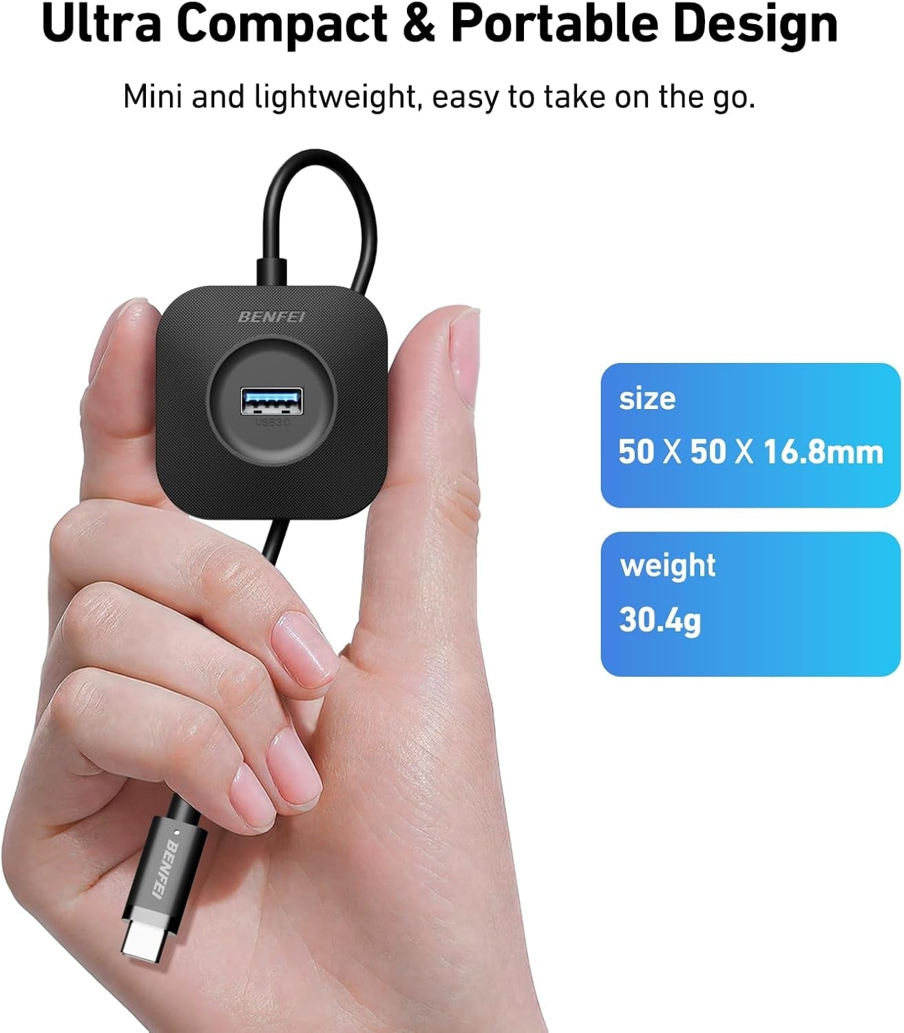 BENFEI 371BK USB-C 4-port USB 3.0 Hub - SuperSaverAU - view 7