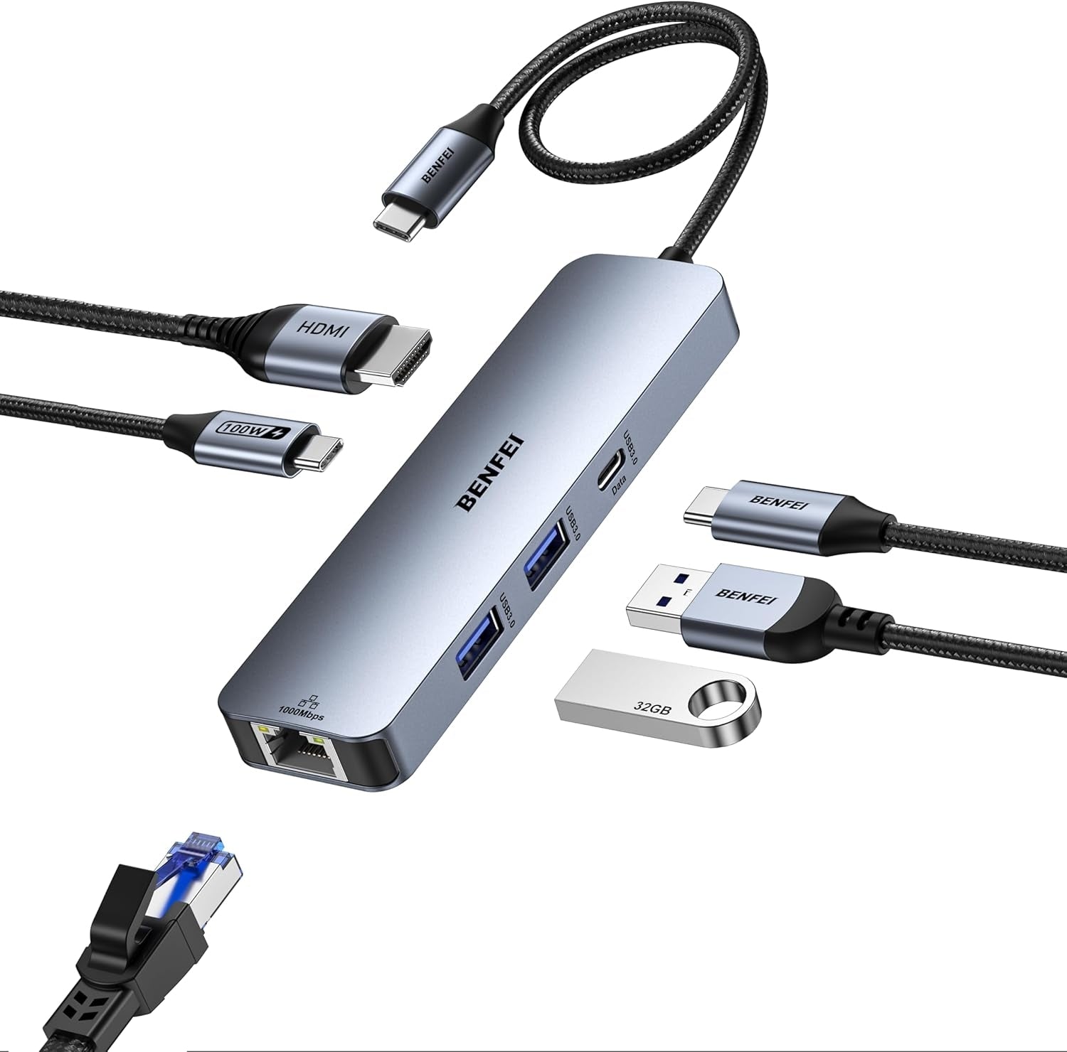 BENFEI 6-in-1 USB C Hub - SuperSaverAU - view 1