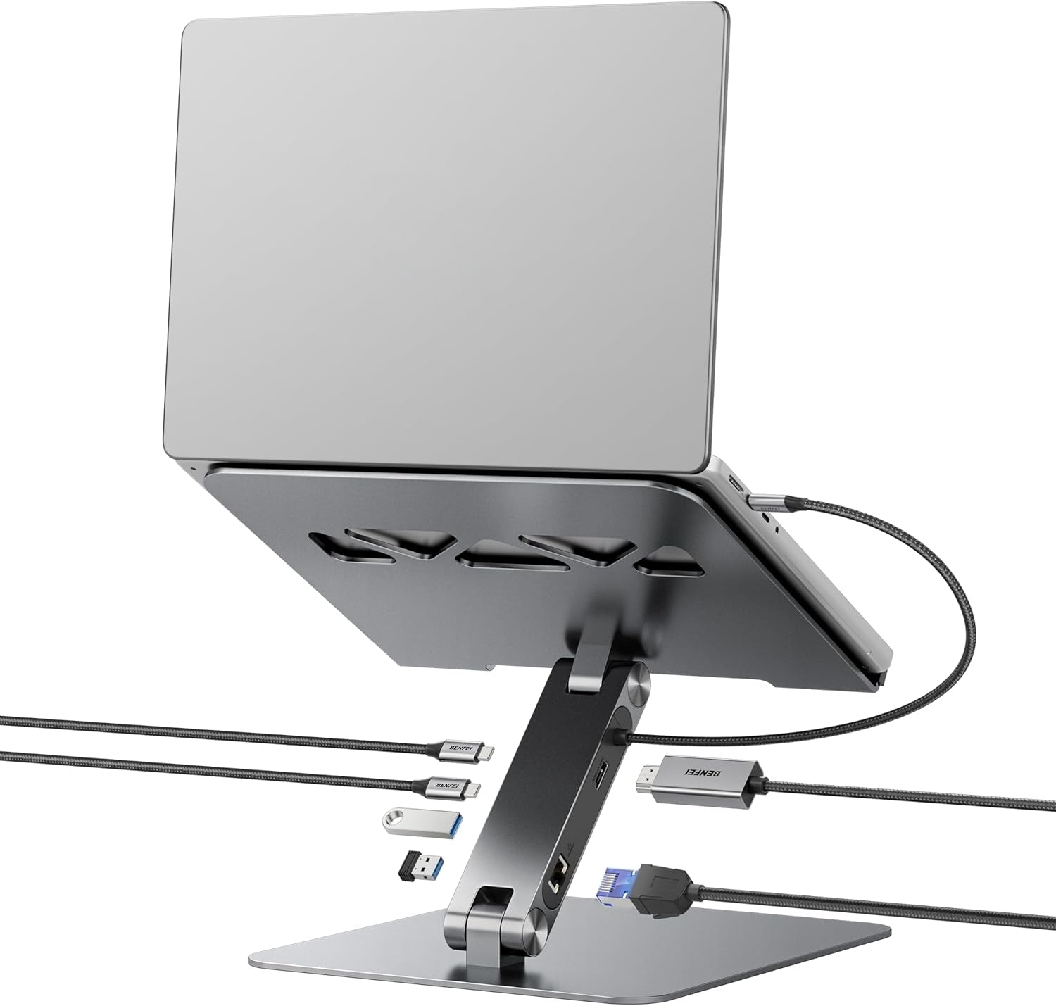 BENFEI 398GY TYPE-C 6-in-1 HDMI+USB-C(10G)+RJ45+2xUSB-A(10G)+PD - SuperSaverAU - view 1