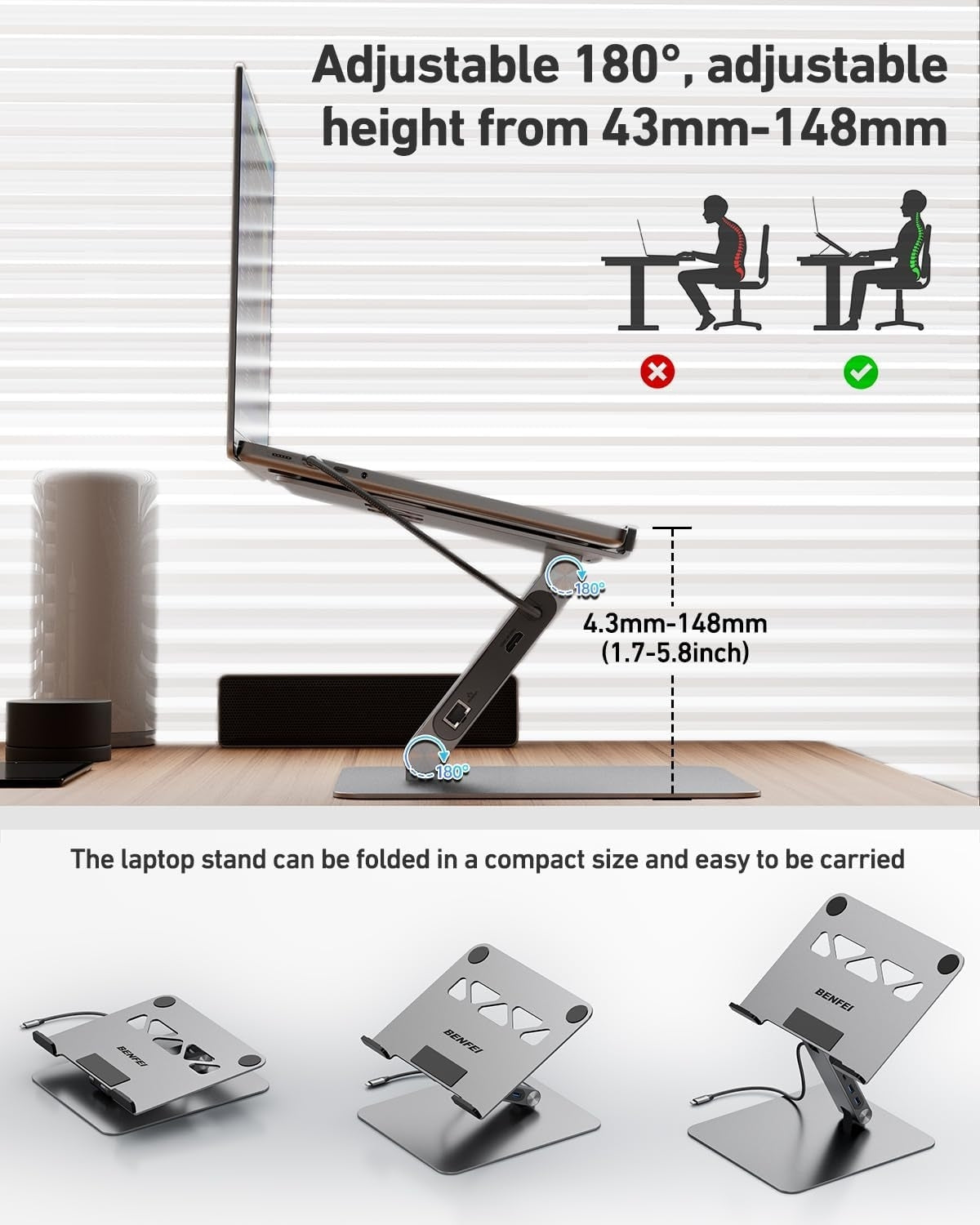 BENFEI 398GY TYPE-C 6-in-1 HDMI+USB-C(10G)+RJ45+2xUSB-A(10G)+PD - SuperSaverAU - view 9