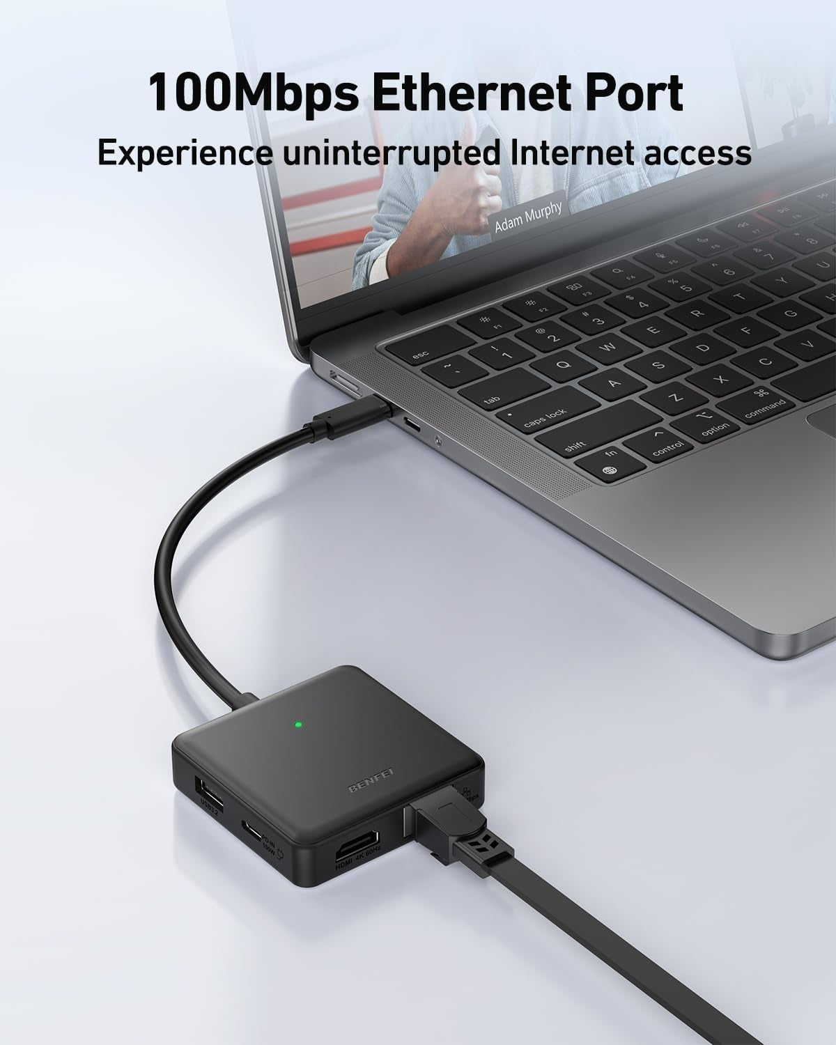 BENFEI 399BK 6-in-1 USB-C HUB to HDMI(8K)+USB3.2(10Gbps)+USB2.0x2+PD100W+RJ45 Black - SuperSaverAU - view 4