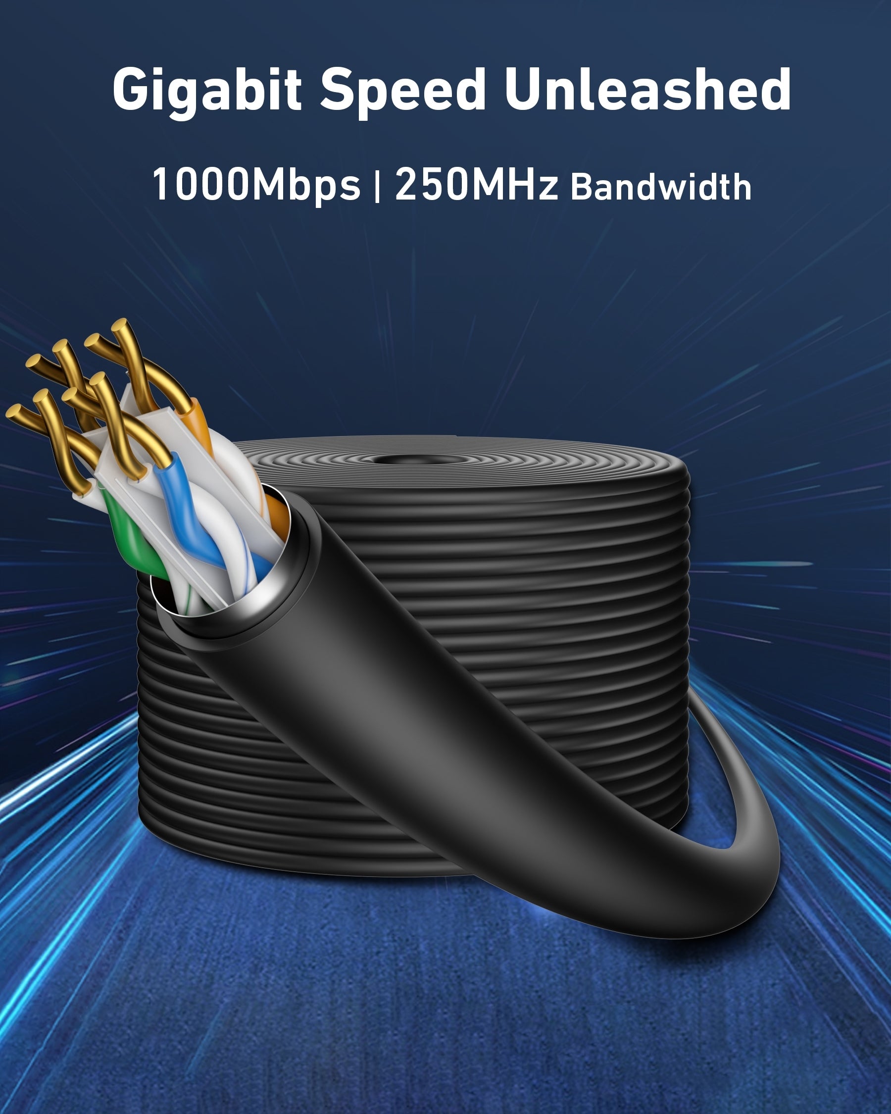 BENFEI 305m Cat6 UTP Outdoor Ethernet Cable 1000Mbps 1000ft