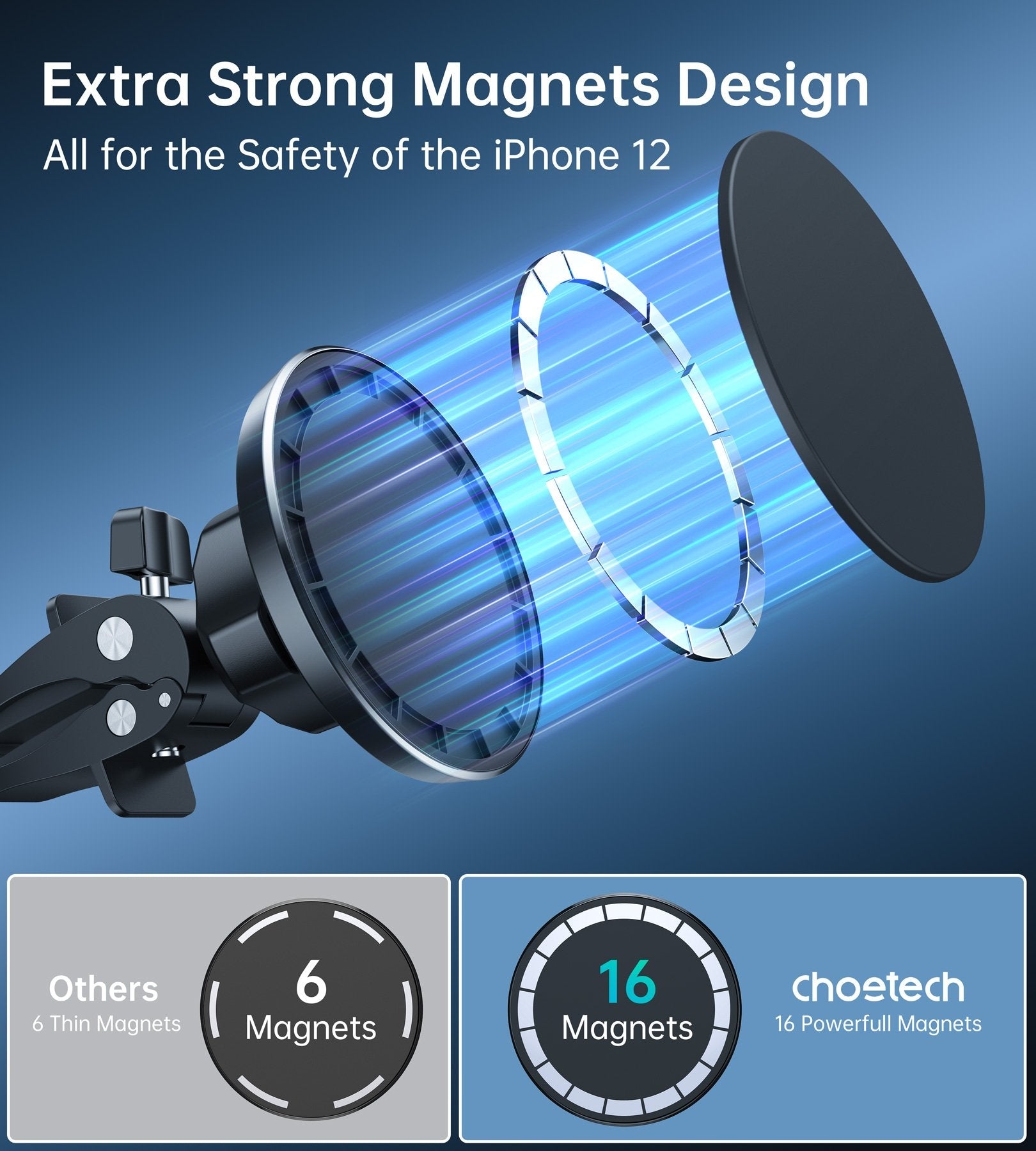 CHOETECH AT0004 Magsafe iPhone 12 Magnetic Car Mount Car Air Vent Phone Holder - SuperSaverAU - view 3