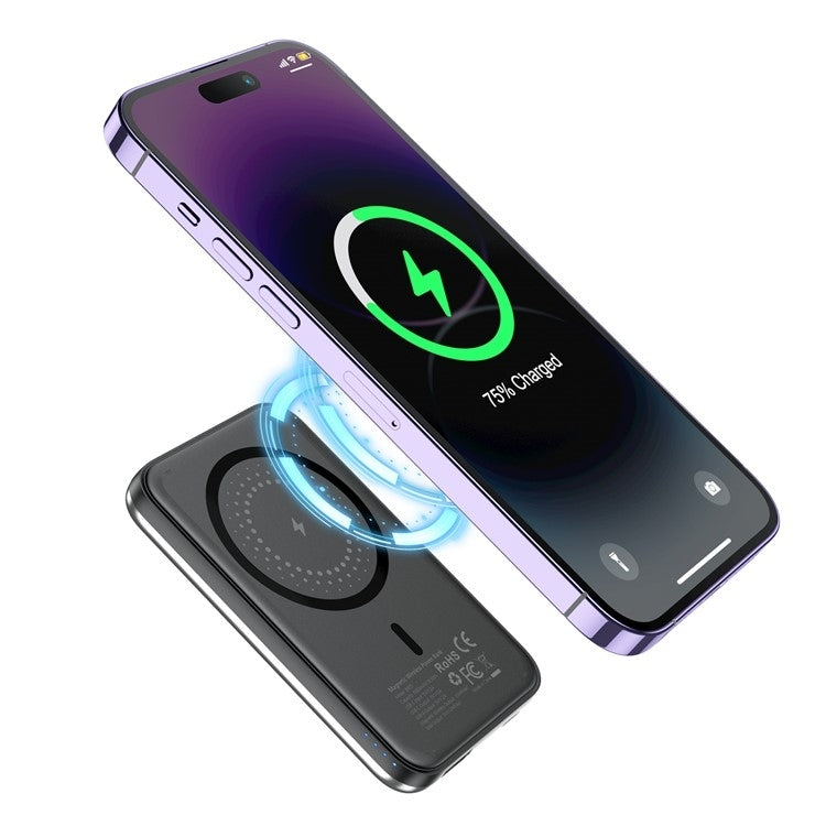 CHOETECH B655-SL 5000mAh Magnetic Wireless Power Bank 10W (Silver) - SuperSaverAU - view 3