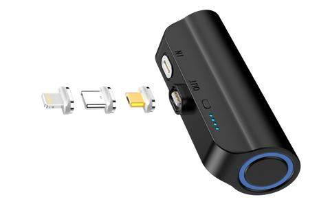 CHOETECH 3000mAh Mini Power Bank - Compact, LED Display, 3 Magnetic Connectors, Black - SuperSaverAU - view 1