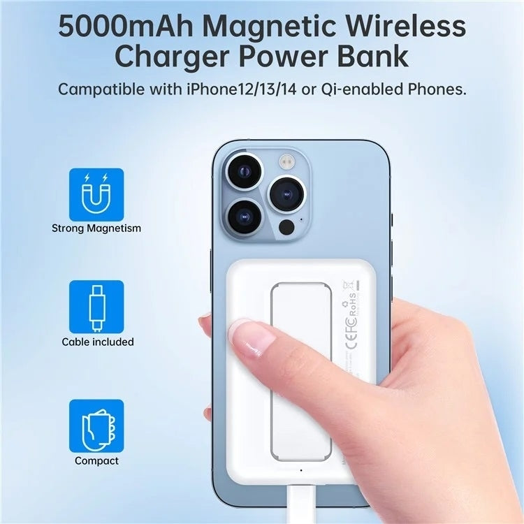 CHOETECH B662-WH USB-A + USB-C + Wireless Magnetic Power bank 5000mAh (White) - SuperSaverAU - view 5
