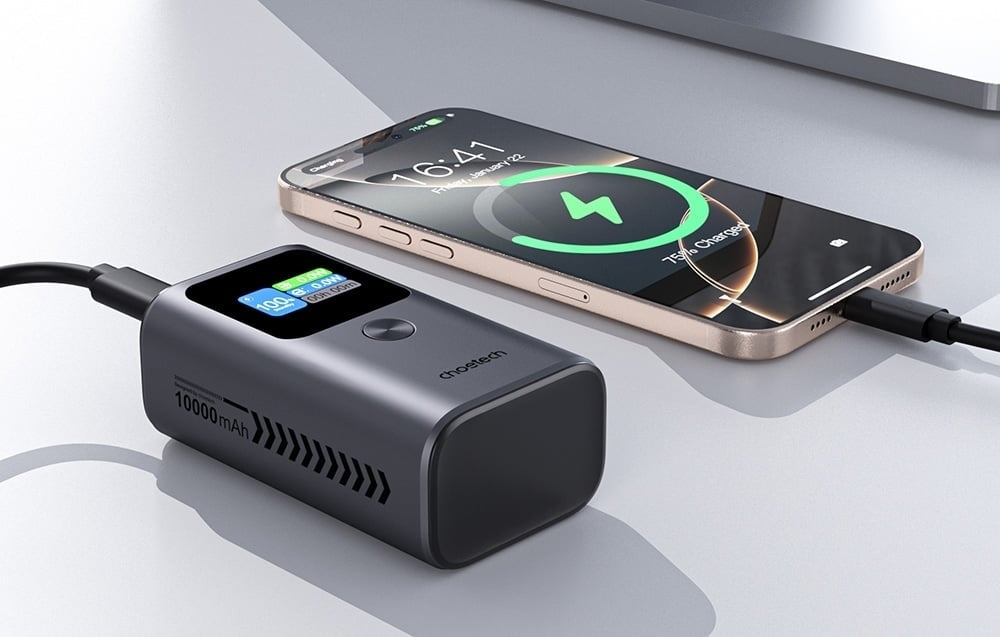 CHOETECH B701 10000mAh PD30W 3-Port Power Bank with TFT Display - Grey