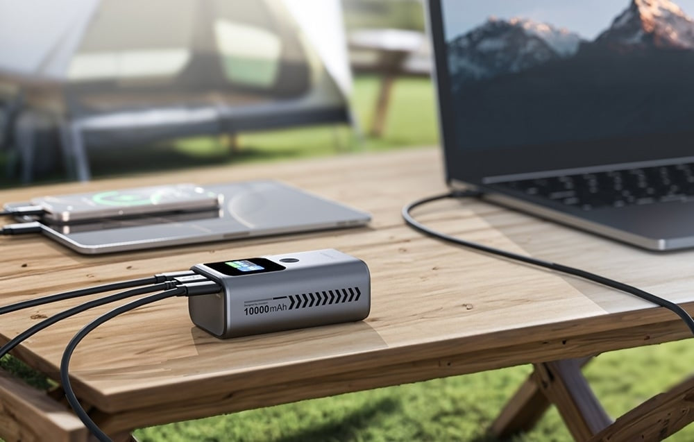 CHOETECH B701 10000mAh PD30W 3-Port Power Bank with TFT Display - Grey