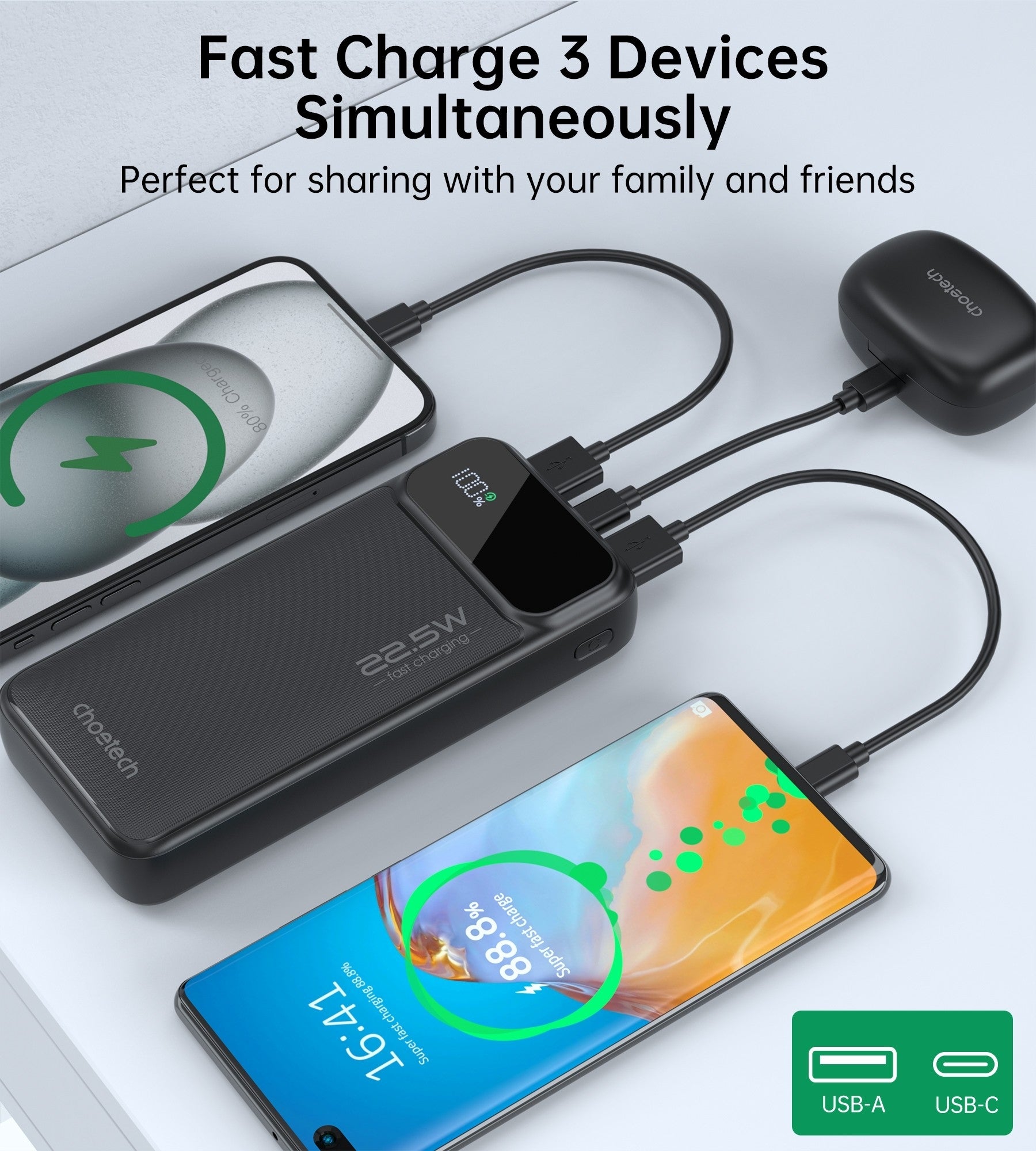 CHOETECH B729 20000mAh Power Bank PD22.5W with Digital Display - SuperSaverAU - view 9
