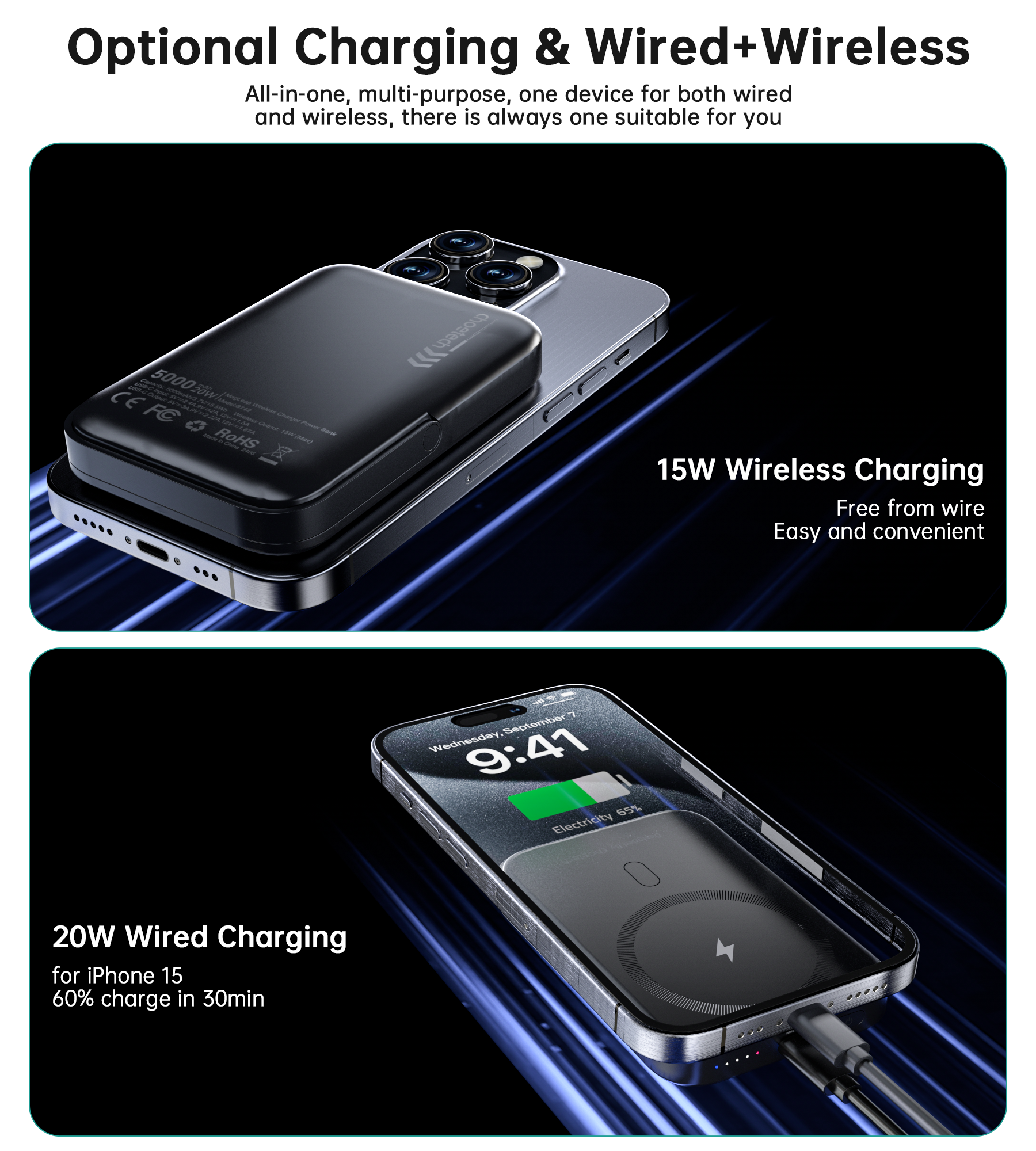 CHOETECH B743-BK 10000mAh PD20W Magnetic Power Bank with Holder Black - SuperSaverAU - view 11