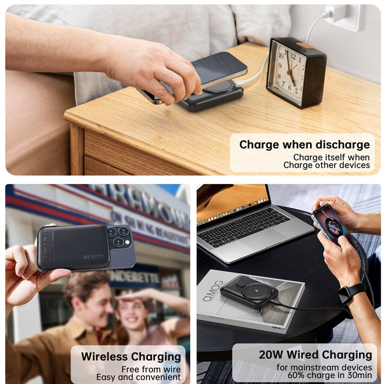 CHOETECH B743-BK 10000mAh PD20W Magnetic Power Bank with Holder Black - SuperSaverAU - view 12