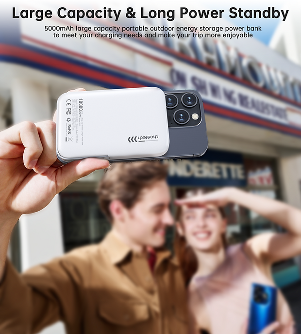 CHOETECH B743-WH 10000mAh PD20W Magnetic Power Bank with Holder White - SuperSaverAU - view 7