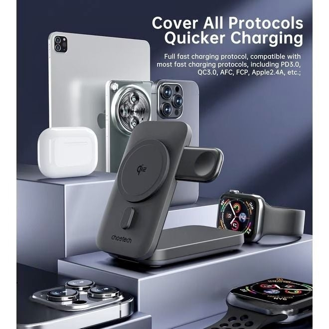 CHOETECH B750 Qi2 3-in-1 Magnetic Charger Stand 10000mAh
