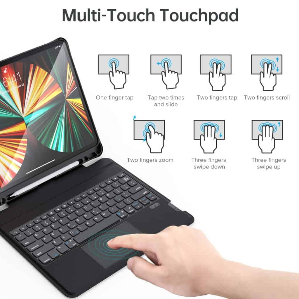 CHOETECH BH-017 Bluetooth Keyboard with Touchpad and Backlight for iPad Pro 10.9 " (Black) - SuperSaverAU - view 5