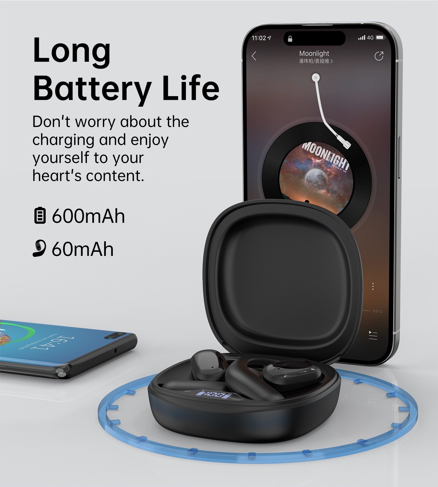 CHOETECH BH-T25 OWS Painless New Concept Bluetooth Earbuds V5.3 TWS Black - SuperSaverAU - view 8