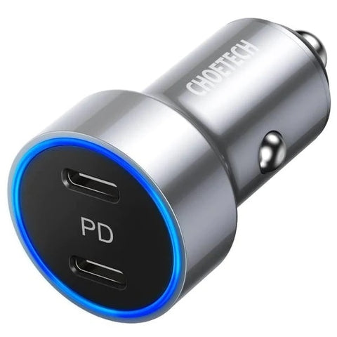 CHOETECH C0054-SL Dual Port PD 40W USB-C Car Charger Adapter Silver - SuperSaverAU - view 1