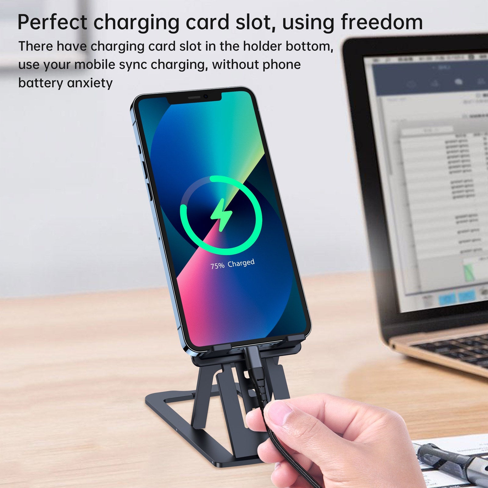 CHOETECH Foldable Phone Holder for 4.7-7.9'' Devices, Adjustable Height, Compact - SuperSaverAU - view 3