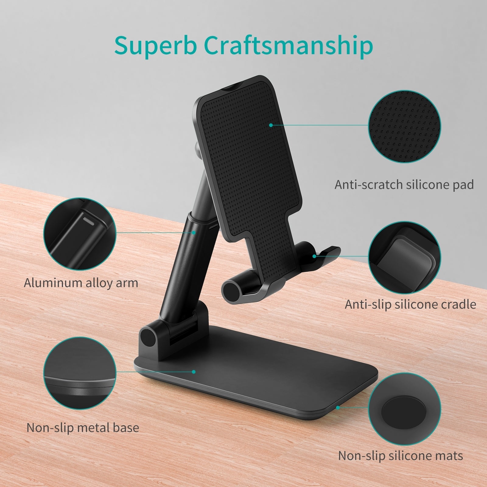CHOETECH H88 Adjustable Desk Phone & Tablet Stand - Black