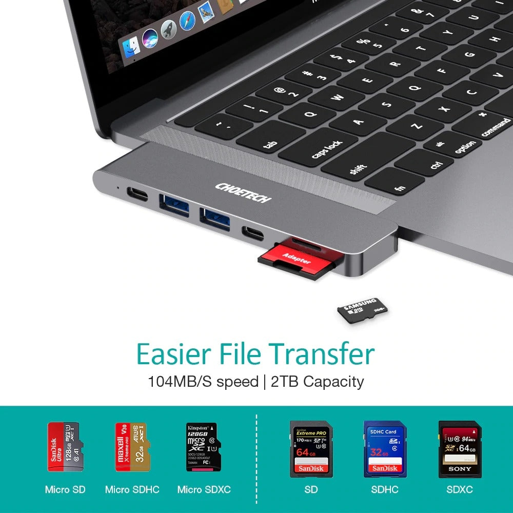 CHOETECH HUB-M14 USB-C 7 in 1 Expand Docking Station Hub for MacBook Pro - SuperSaverAU - view 4
