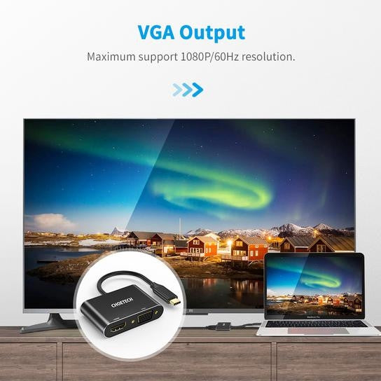 Choetech HUB-M17 USB-C TO HDMI VGA ADAPTER - SuperSaverAU - view 2