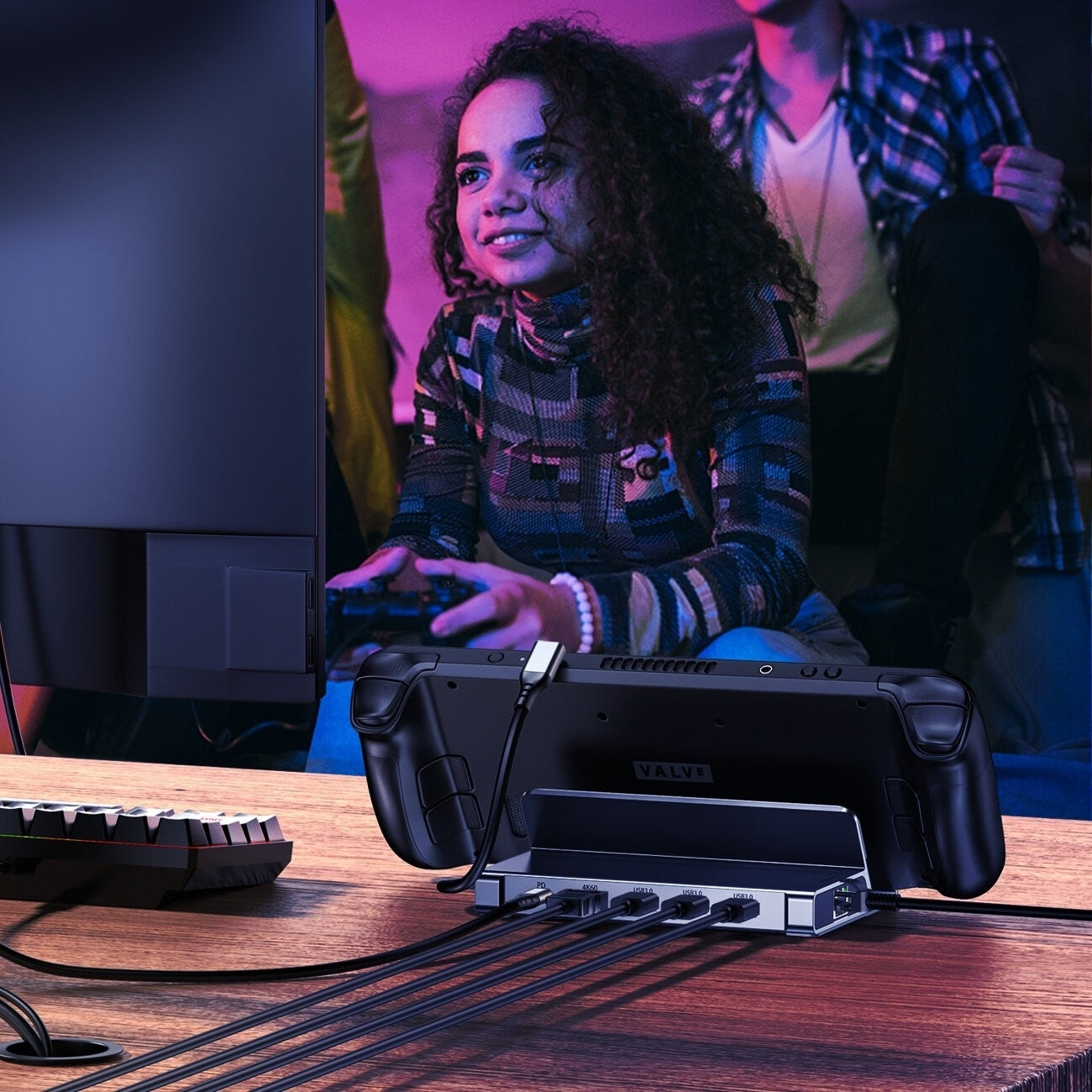 CHOETECH HUB-M50 6-in-1 USB-C 100W Aluminum Steam Deck Docking Station - SuperSaverAU - view 5