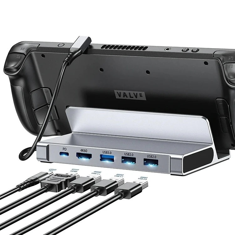 CHOETECH HUB-M77-GY PD100W 5-in-1 USB-C PD+HDMI+USB 3.0A/F+USB2.0 Steam Deck Docking Station - SuperSaverAU - view 7