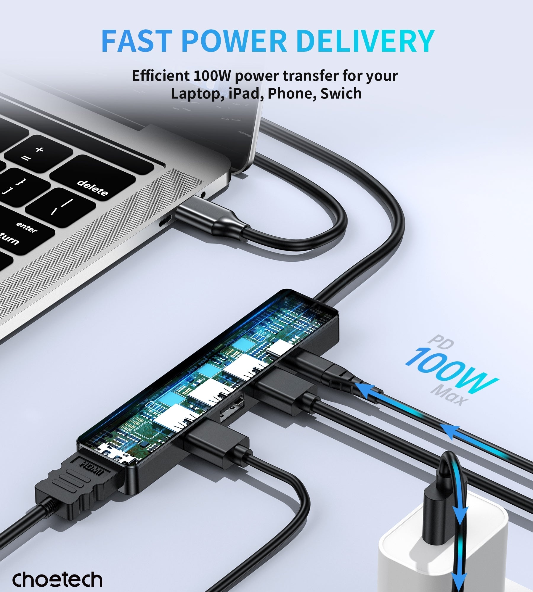 CHOETECH HUB-M80 Hub 5-in-1 Multifunctional Hub - SuperSaverAU - view 5