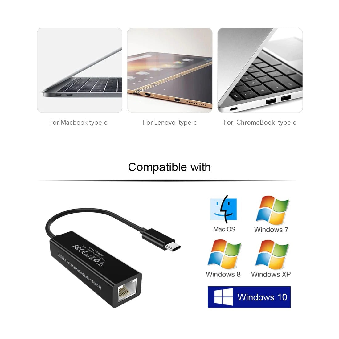 CHOETECH HUB-R01 USB 3.1 Type-C To RJ45 Gigabit Ethernet Adapter - SuperSaverAU - view 2