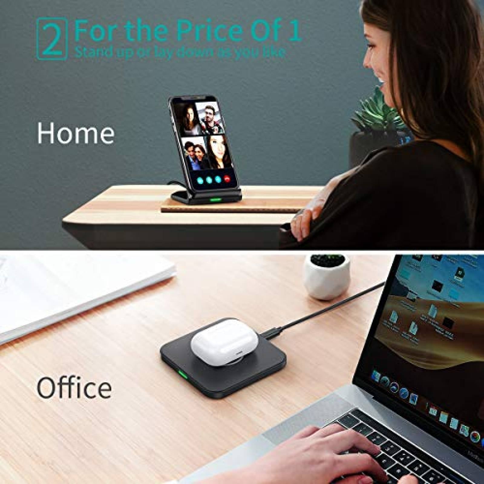 CHOETECH MIX00087 (T524S+T511S) Qi 10W/7.5W Fast Wireless Charging Stand and Pad - SuperSaverAU - view 2