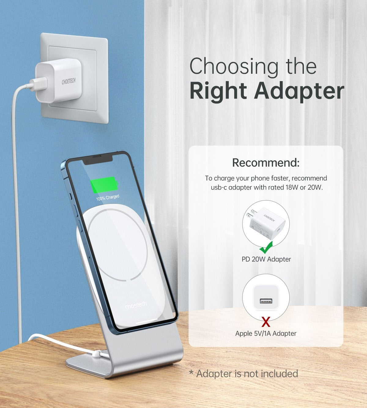CHOETECH MIX00117SL Magasafe Fast Wireless Charger Stand Holder For iPhone 13/12 (H047+T517) - SuperSaverAU - view 6