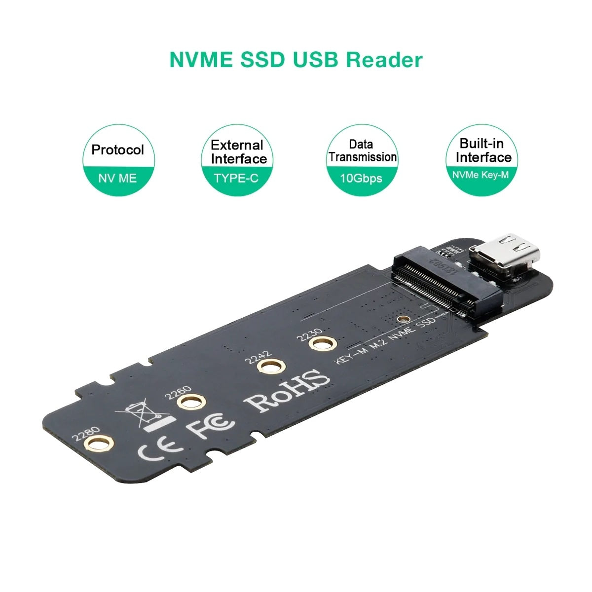 CHOETECH M.2 to USB SSD Reader, Supports 2230/2242/2260/2280 M-Key PCI-E NVMe - SuperSaverAU - view 2
