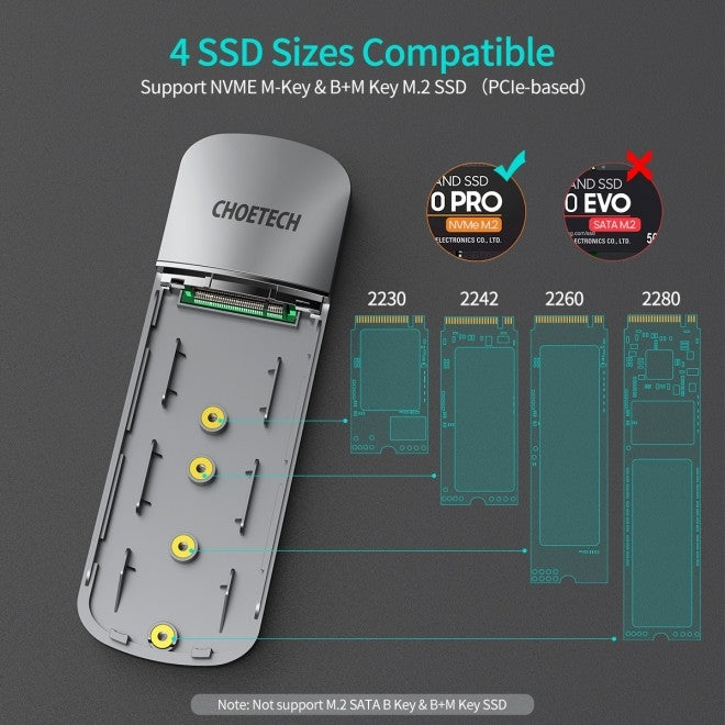 Choetech PC-HDE16 USB-C to M.2 B-Key Hard Drive Enclosure (10Gbps) - SuperSaverAU - view 3