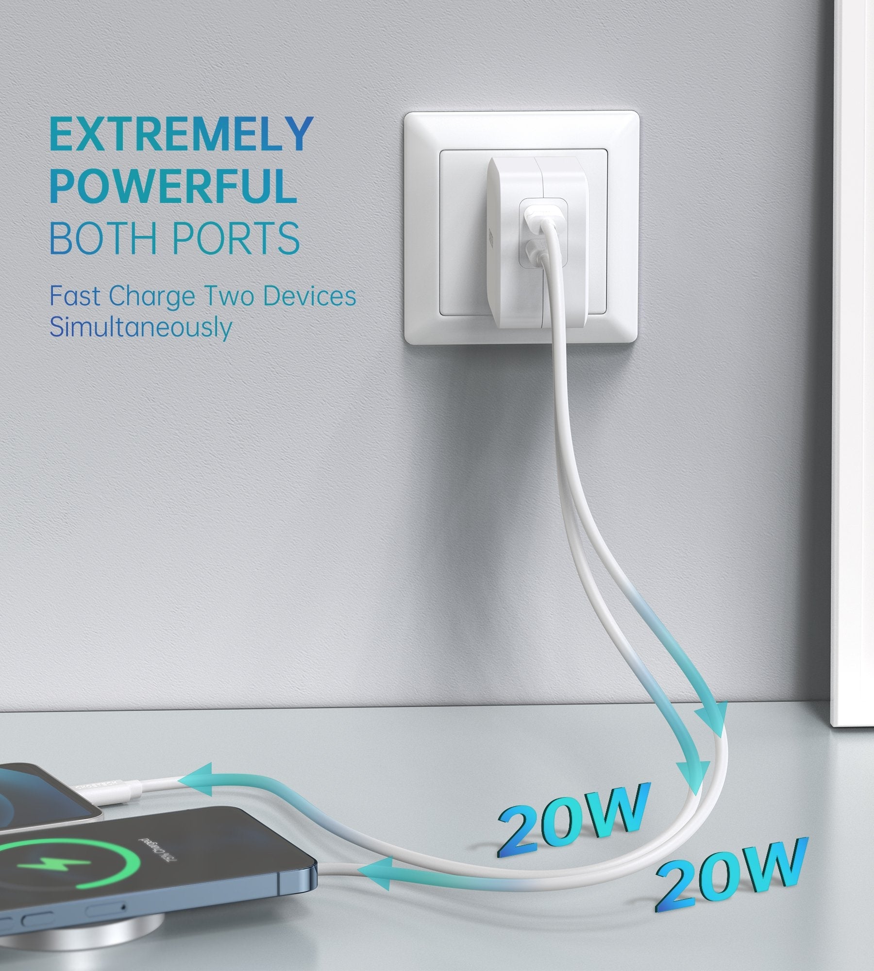 Choetech PD6009 40W Dual Fast USB C Charger 2-Port 20W PD 3.0 With Foldable Plug - SuperSaverAU - view 4